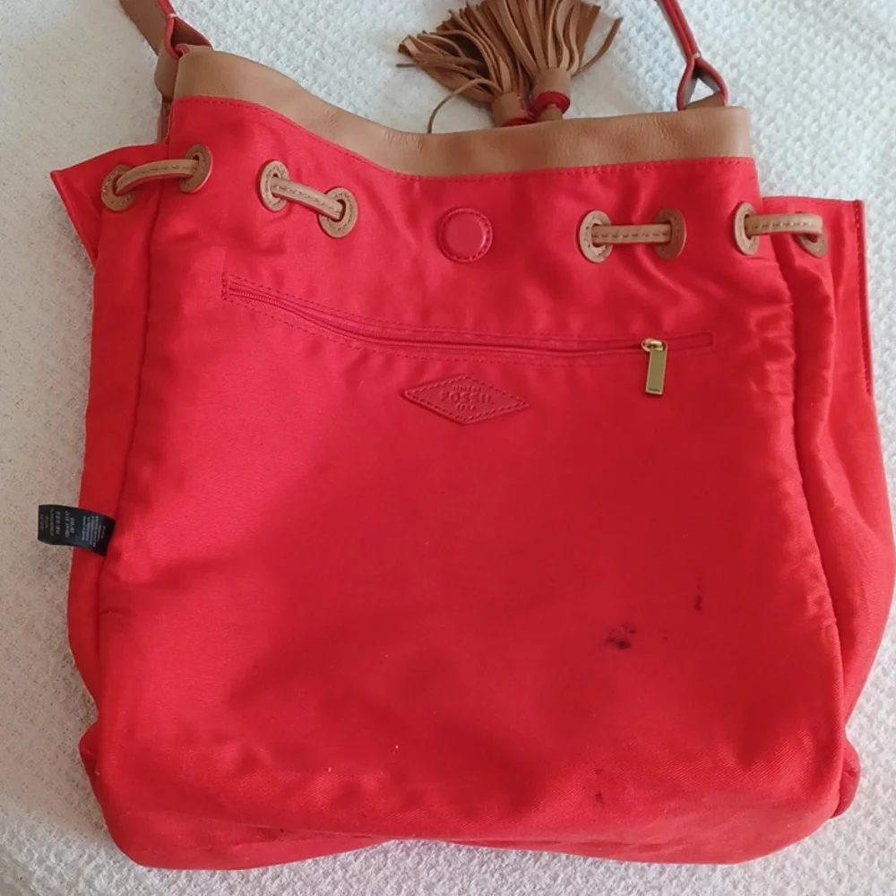 Fossil "Claire" Cow Hide Leather Drawstring Bag - Picture 9 of 14
